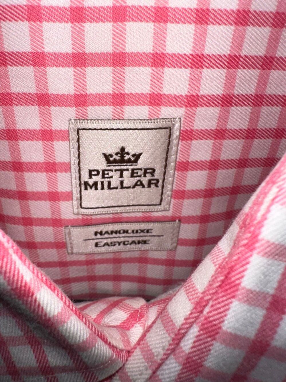 Peter Millar Nanoluxe Oak Hill Country Club Men long sleeve button up pink check